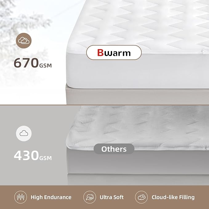 Bwarm Premium Multi-Zone Heated Mattress Pad Full Size, 9 Heat Settings - Image 8