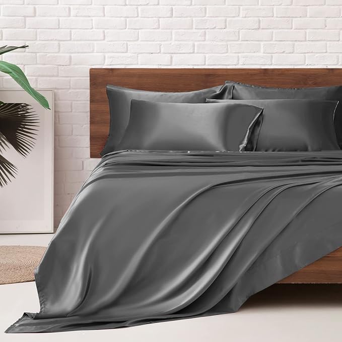 MR&HM Satin Bed Sheets, King Size Sheets Set by MRHM