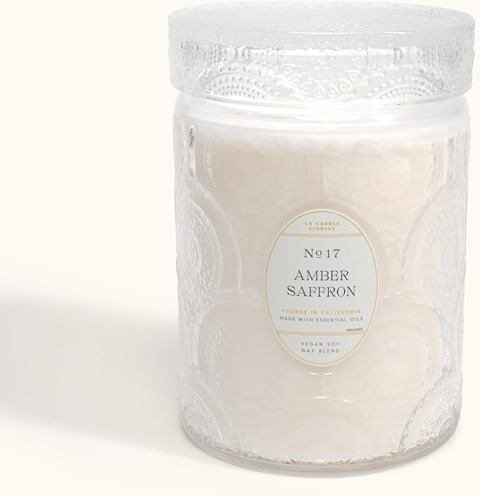 LEOBEN CO – Amber Saffron Scented Candle – 18oz, Heirloom Collection Design – - Image 2