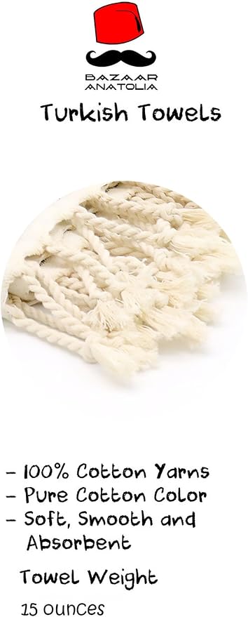 Bazaar Anatolia Turkish Beach Towel – 100% Cotton, Quick Dry, Sand Free Large - Image 5