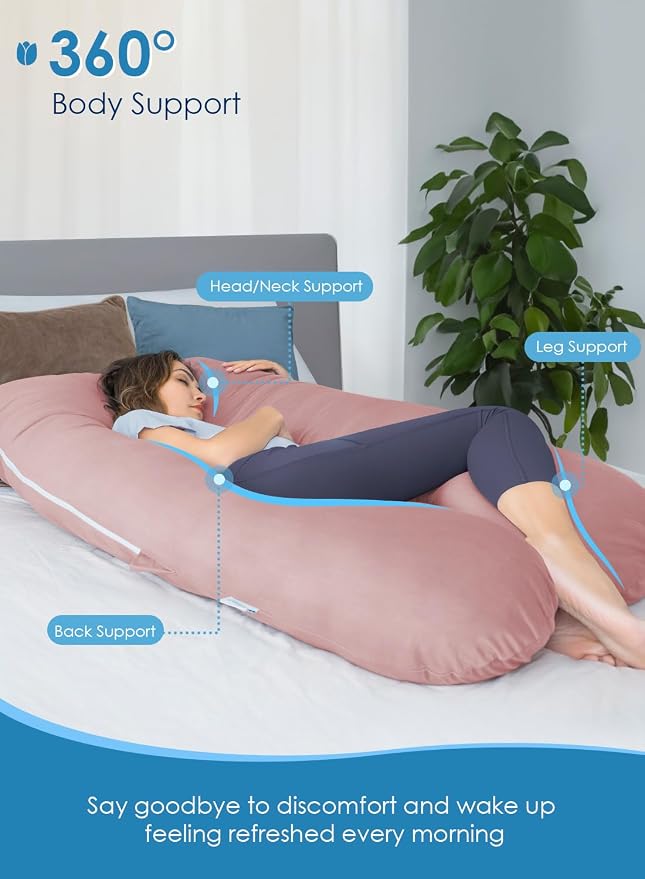 QUEEN ROSE Extra Long Pregnancy Pillows, 60 Inch U Shaped Body Pillow - Image 3