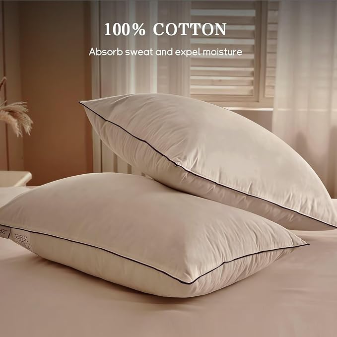 BHZ Goose Down Feather Pillows Standard Size Set of 4 Pack, Luxury Hotel - Image 5