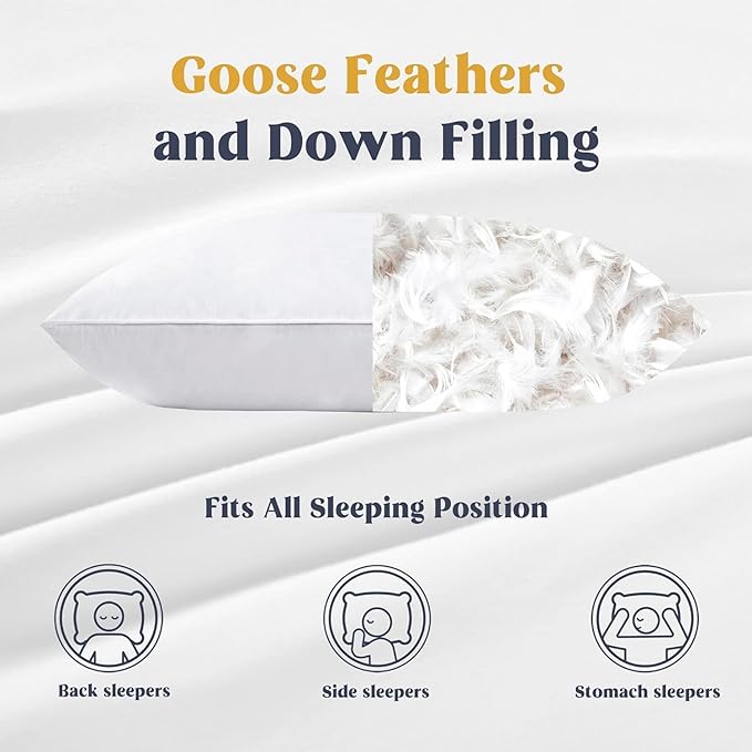 puredown® Goose Feathers and Down White Pillows - Image 2