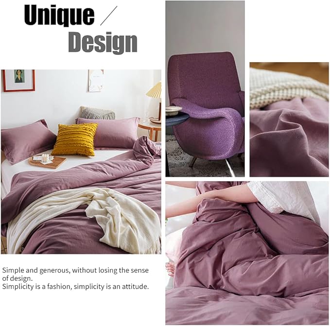 Simple&Opulence 100% Linen Duvet Cover Set 3pcs Basic Style Natural French - Image 5