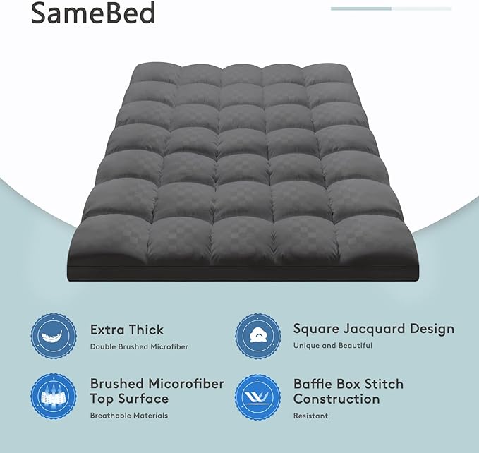 SameBed Mattress Topper King, Extra Thick Mattress Pad Cover - Image 2