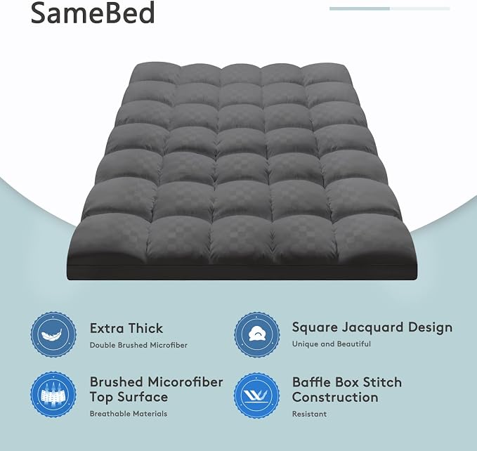 SameBed Mattress Topper Twin XL, Extra Thick Mattress Pad Cover - Image 2