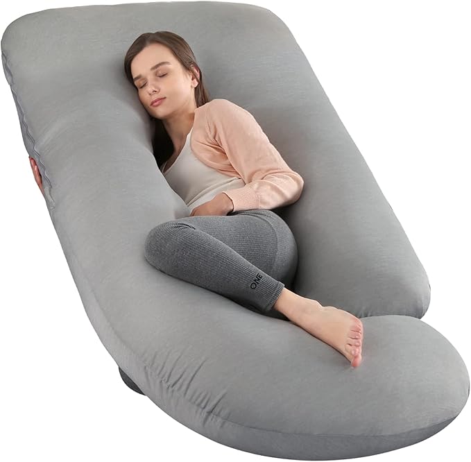 Elover Pregnancy Pillows, U-Shape Full Body Pillow Cooling Cover Dark Grey - Image 8