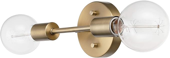 Globe Electric 2-Light Vanity Light, Matte Brass, Open Socket, Horizontal - Image 5