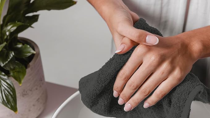 Avalon Towels Cotton Washcloths 24-Pack – 12 x 12 Inch Grey Super Soft & - Image 3