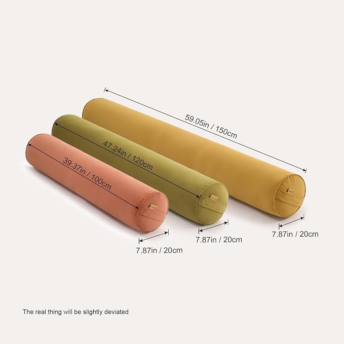 Long Round Bolster Pillow for Adults, Soft Cylinder Roll Pillow for Bed & Couch - Image 3