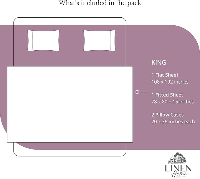 Linen Home 100% Cotton Percale Sheets King Size, Damson Berry, Deep Pocket - Image 6
