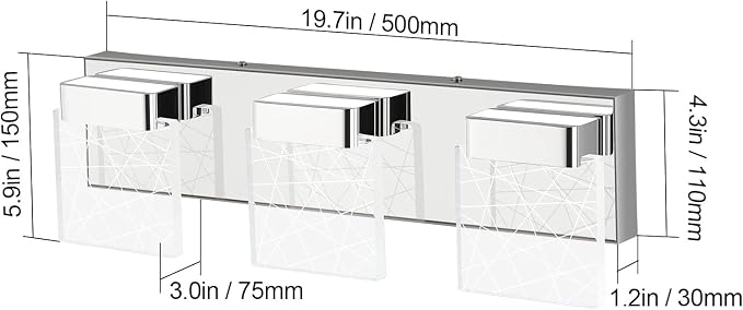 Aipsun Modern Bathroom Vanity Light 3 Light Stainless Steel Chrome Vanity - Image 4
