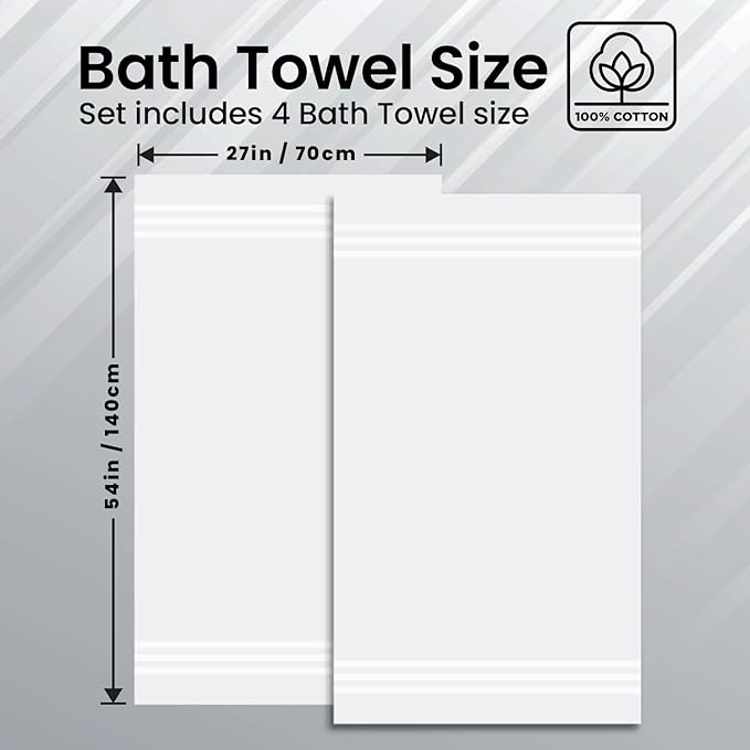 Infinitee Xclusives 100% Cotton Luxury Bath Towels Set of 2 - Image 3