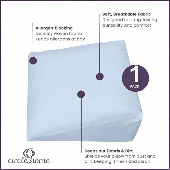 CirclesHome Wedge Pillow Cover 100% Cotton, Zippered Wedge Pillow Case Protector - Image 2