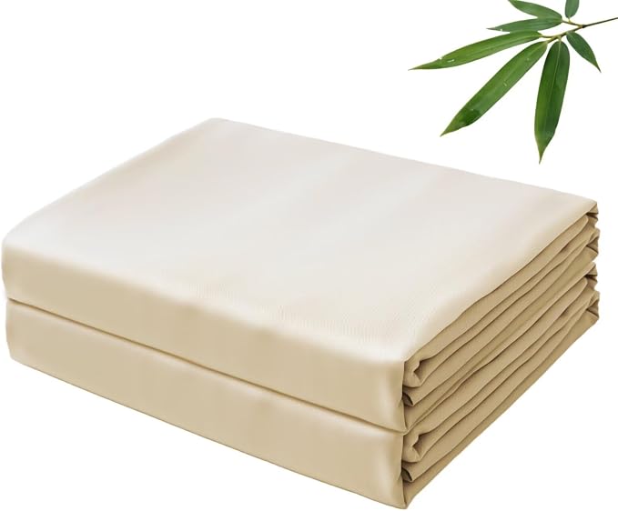 Bamboo Viscose Flat Sheets Only, 400 Thread Count Sateen Weave Twin Size Flat by ZaizaiHome