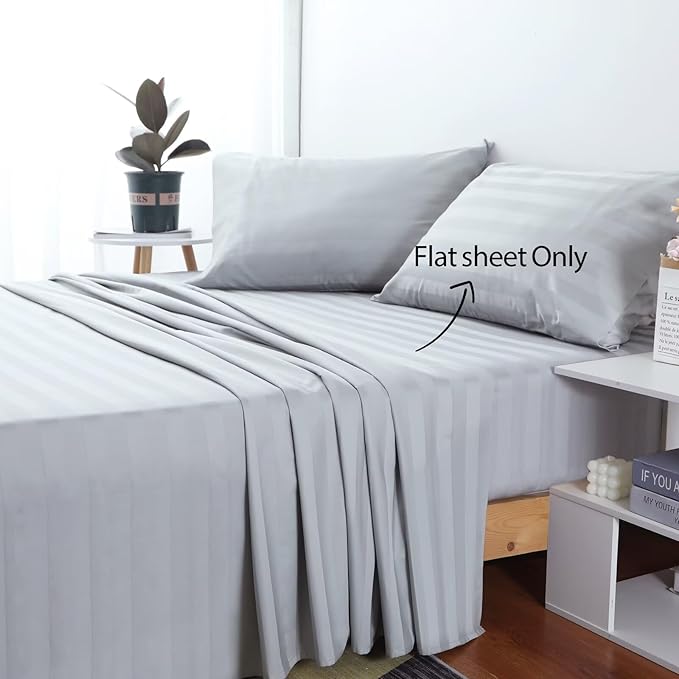 2-Pack Cotton TwinXL Flat Sheet Only, 600 Thread Count 100% Egyptian Cotton Top - Image 2