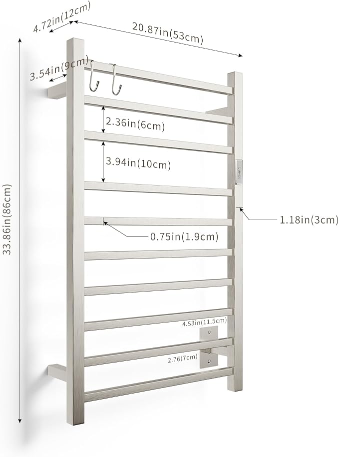 Wall Mounted Towel Warmer Square 10 Bars - Image 7