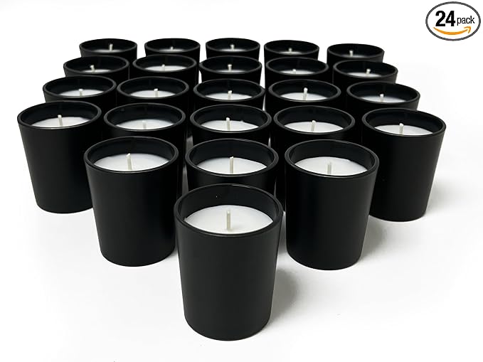 Simply Soson Scented Votive Candles, Bulk Set of 24 White Patchouli Small by SimplySoson