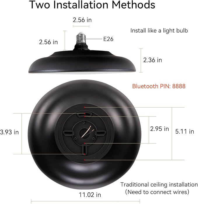 Black Waterproof LED Flush Mount Ceiling Light Fixture, - Image 2
