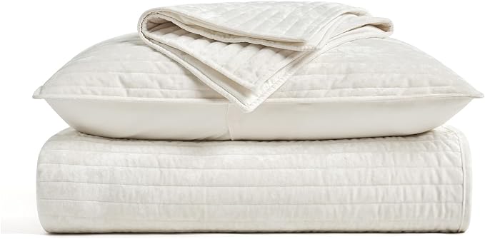EVERGRACE Velvet Quilt Set Queen Size, Luxurious Soft Striped Channel Bedding - Image 9