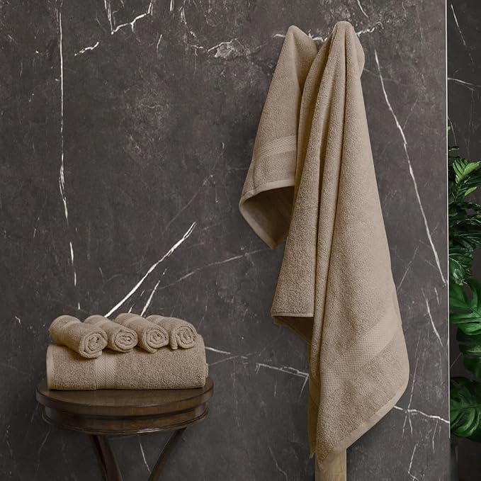 Avalon Towels Luxury 8 Piece Beige Towels Set, 2 Bath Towels, 2 Hand Towels and - Image 4