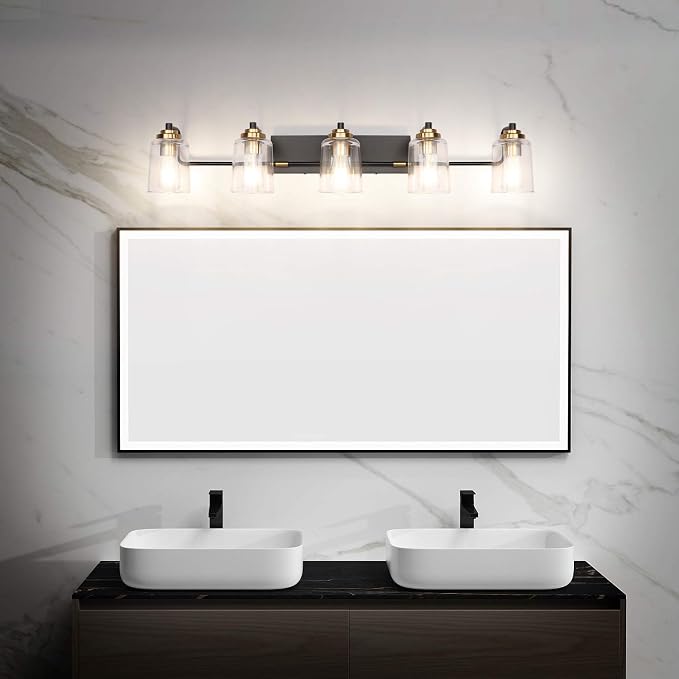 SOLFART Vintage Vanity Lights for Bathroom 5 Light Bathroom Vanity Light Black - Image 4