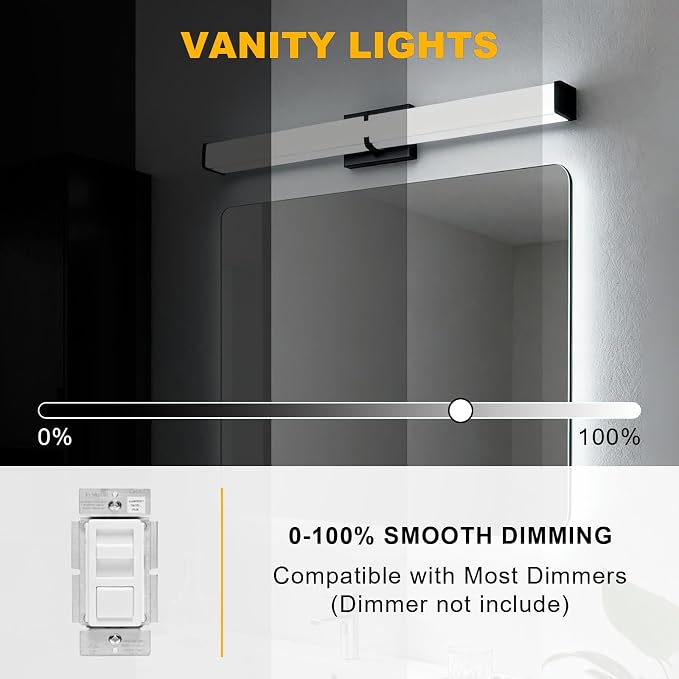 Bathroom Lighting Fixtures Over Mirror: ETL Certified 24 Inch Black Modern LED - Image 3