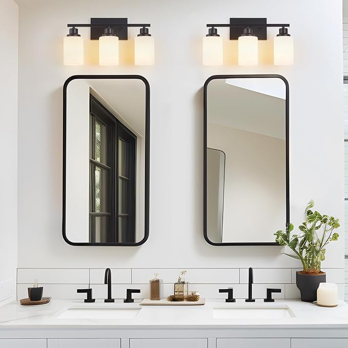 3-Light Black Bathroom Light Fixture Over Mirror, Modern Farmhouse Vanity Light - Image 9