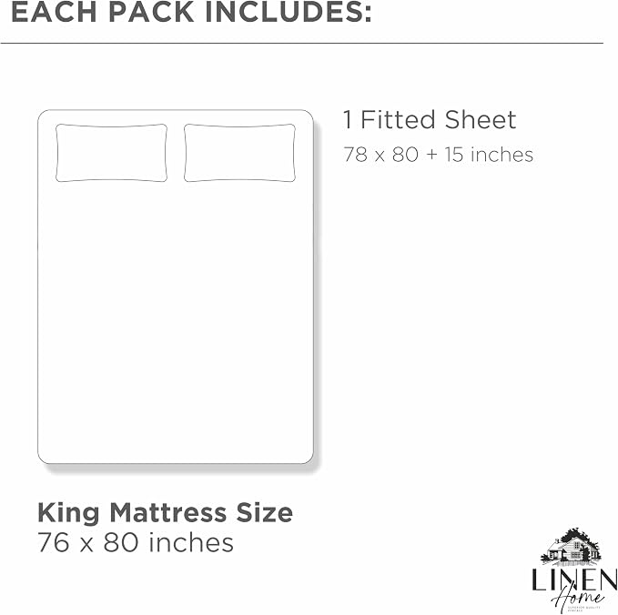 Linen Home 100% Cotton Percale Weave Fitted Sheet, King Size, Brushed Rose - Image 7