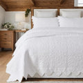 Brandream White Quilt Set King Size Quilt Bedding Set Cotton Luxury Matelasse by Brandream