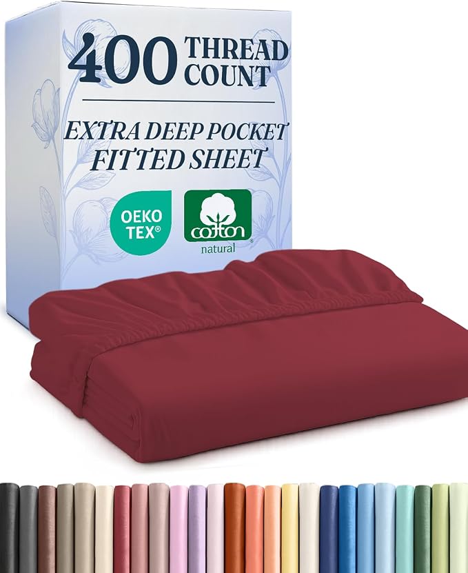 Extra Deep Full 400 Thread Count Cotton Fitted Sheet by CGKUnlimited