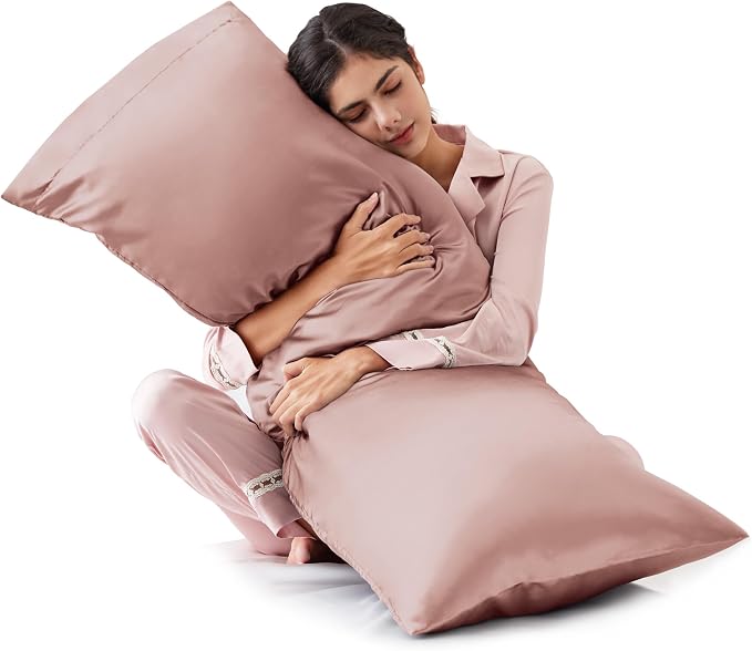 Love's cabin Satin Body Pillowcase 20x54, Cooling Pillow Cover by Lovescabin
