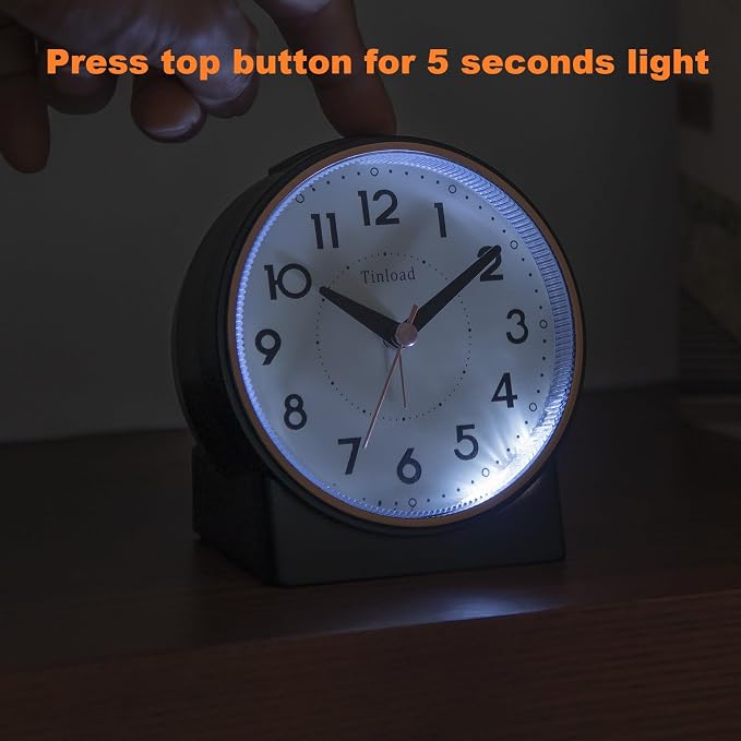 Tinload 4.3" Retro Analog Alarm Clock, Vintage Decor, No Ticking Silent - Image 5