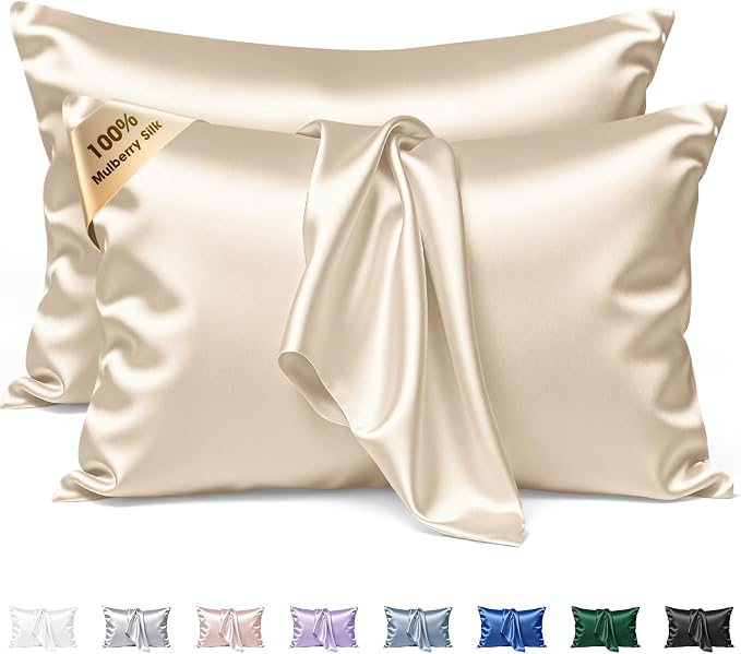 Silk Pillow Cases 2 Pack King Size Mulberry Silk Pillowcase Set of 2 by BRINGYOUTHEBEST
