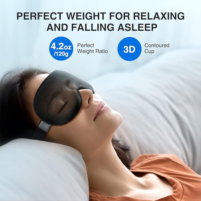 YFONG Weighted Sleep Mask, Women Men 3D Blocking Lights Sleeping Mask, Pressure - Image 2