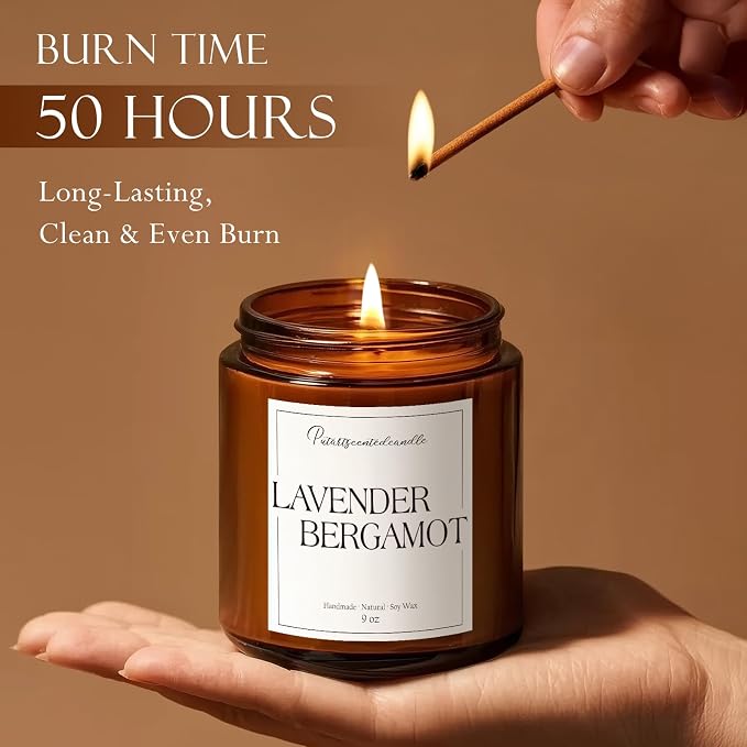 Lavender & Bergamot Scented Candles - Image 5