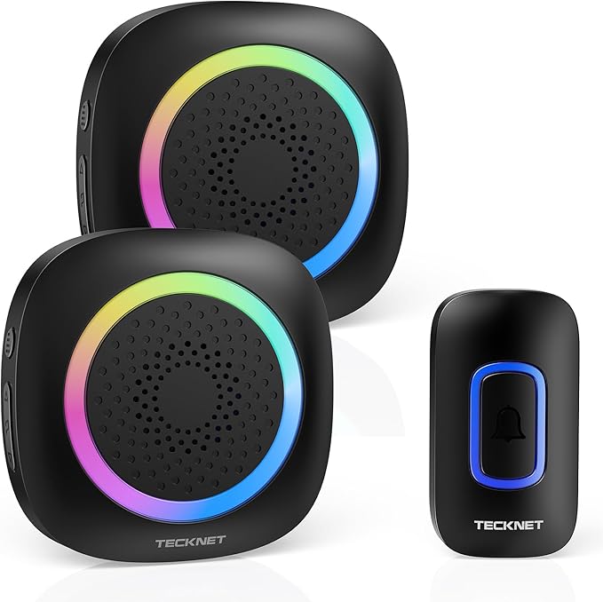 TECKNET Wireless Doorbell with 2 Portable Receivers, Battery Powered Doorbell by Tecknet