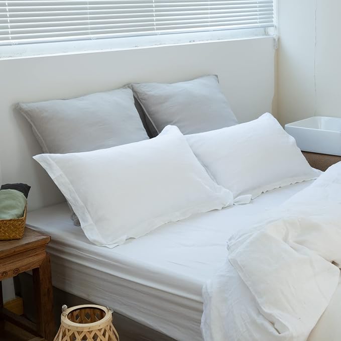 Simple&Opulence 100% Washed Linen Euro Shams 26'' x 26'' Pack of 2, Basic Style - Image 8