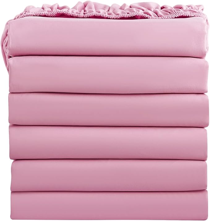 FreshCulture Twin Fitted Sheets, Bulk Pack of 6, Deep Pocket, Soft Microfiber by FreshCulture