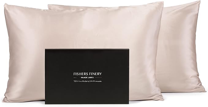 Fishers Finery 30mm 100% Pure Mulberry Silk Pillowcase 2 Pack, Quality Tested by FishersFinery