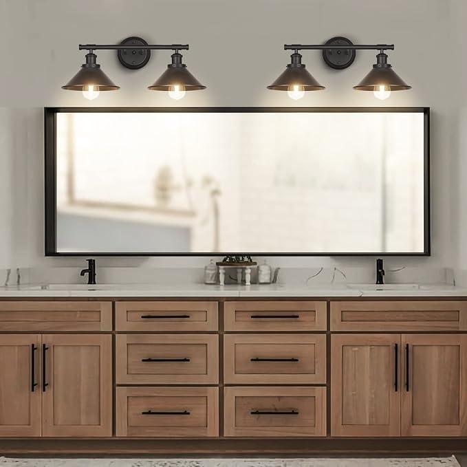 Licperron Black 2-Light Vanity Wall Sconce Lighting, Farmhouse Bathroom Wall - Image 6