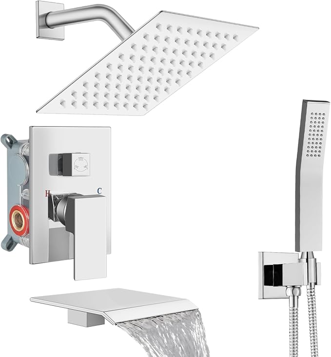 Midanya Shower System with Tub Spout, Bathtub Shower Faucet Set with Square by Midanya