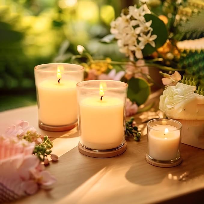 Set of 20 White Votive Candles Clear Glass Filled Unscented Soy Wax Candle - Image 2
