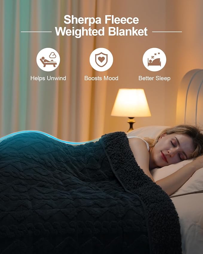Super Fuzzy Soft Sherpa Fleece Weighted Blanket, 20 lbs Dual Sided Fluffy Heavy - Image 2