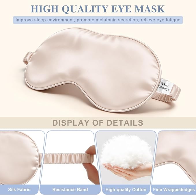 Silk Sleep Mask, Eye Mask for Sleep Women Men, Mulberry Sleeping Mask - Image 4