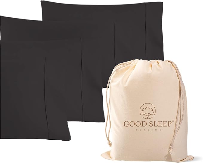 1000 TC Black King Pillowcases Set of 4 100% Egyptian Cotton Pillow Cases by GoodSleepBedding