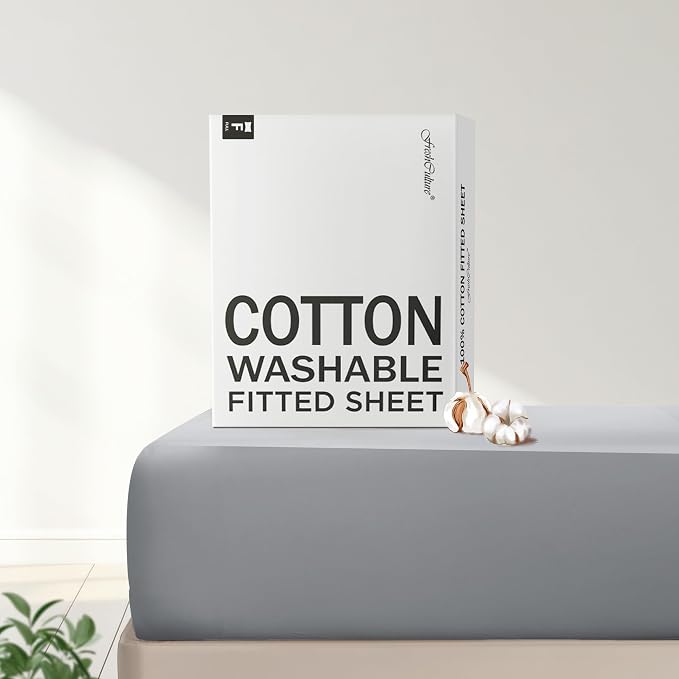 FreshCulture Pure Cotton Fitted Sheets Full Size, 300 Thread Count Percale by FreshCulture