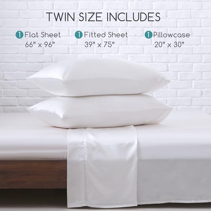 MR&HM Satin Bed Sheets, Twin Size Sheets Set - Image 7