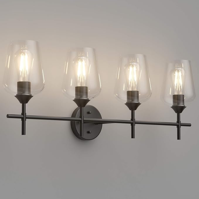 Ralbay Vintage Bathroom Vanity Lighting Fixtures 4-Lights Industrial Matte - Image 3