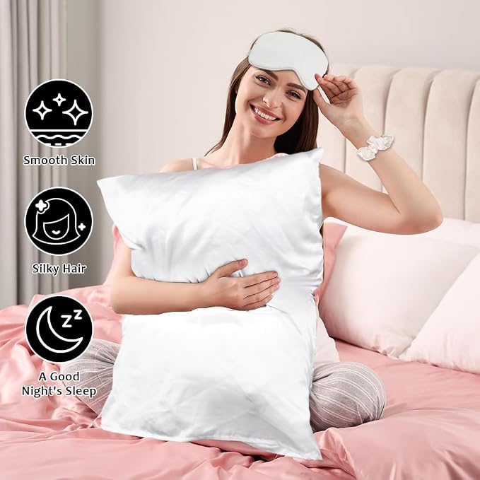 AUAUY 2 Pack Satin Silk Pillowcase, 19.69x29.53inches Silk Pillowcases - Image 5